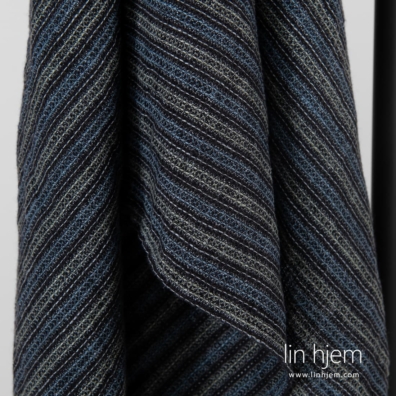 BAHA vaffel lin håndkle med striper vevd av svart, blått, grått, grønnaktig garn