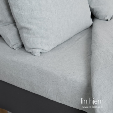 STONA laken og stretchlaken i lin-bomull blåaktig grått