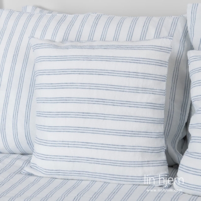 MILKY WAY putetrekk i lin-bomull blått - hvitstripet