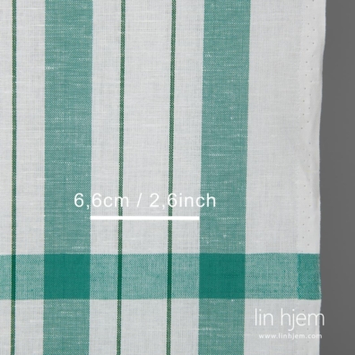 Lin-bomull stoff med grønne striper 50cm bredt