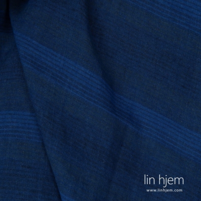 Linstoff blåstripet bred vasket, mykt, skånsomt