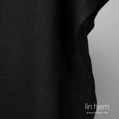 Vasket svart linstoff 145cm bredt