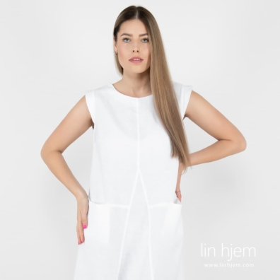 ELLE kanll hvit linkjole med rund hals