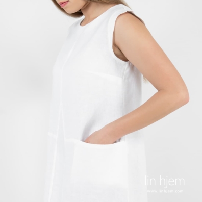 ELLE hvit linkjole med lommer