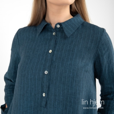 MINDY mørkeblå linkjole med knappelukking foran