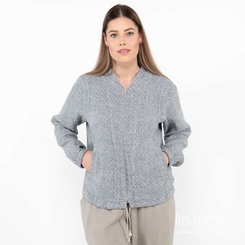 MANGA gr&aring; bomber-stil linjakke