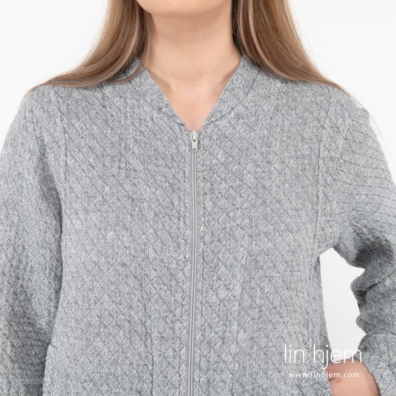 MANGA grå bomber-stil linjakke med glidelås