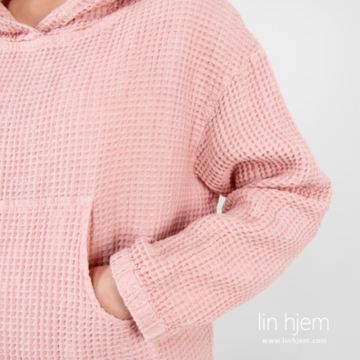 ALFI rosa halvlin hoodie med stor frontlomme