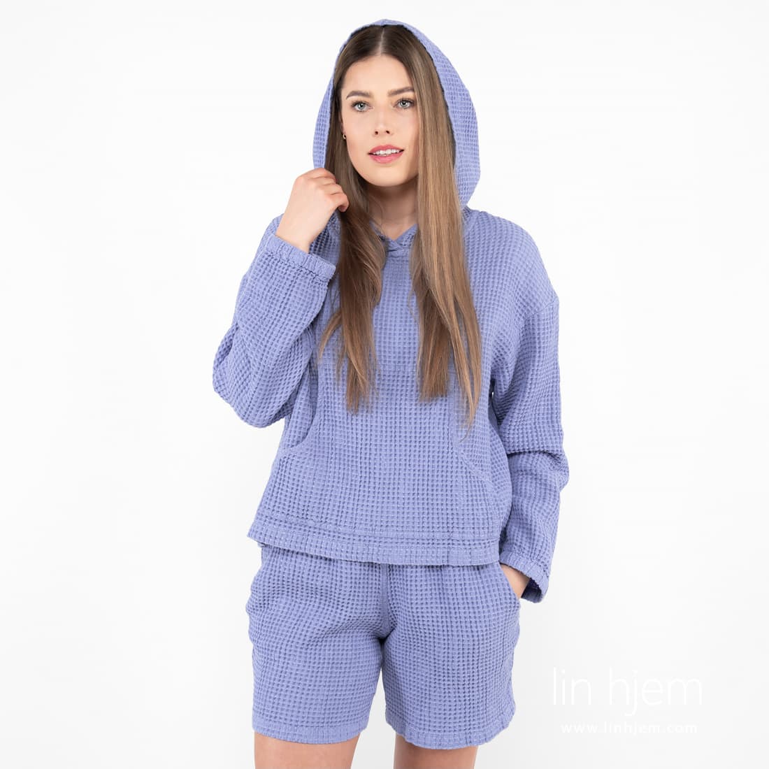 ALFI blå halvlin hoodie og shorts