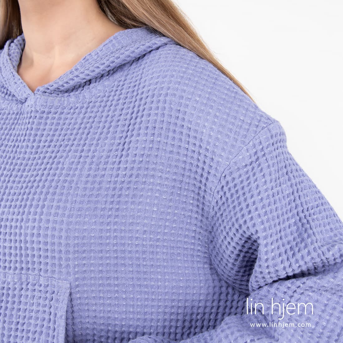 ALFI blå halvlin hoodie med hette