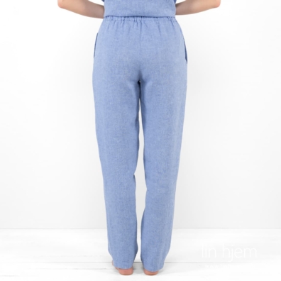 LILLY blå lin bukse, baksiden