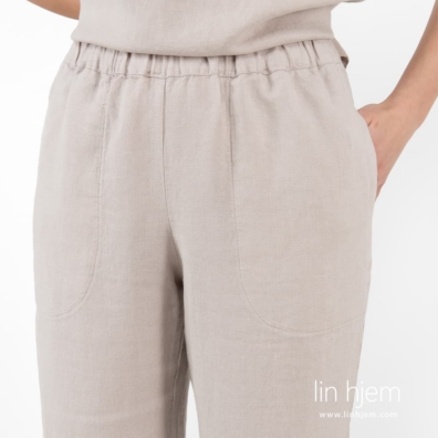 LILLY beige linbukse med lommer