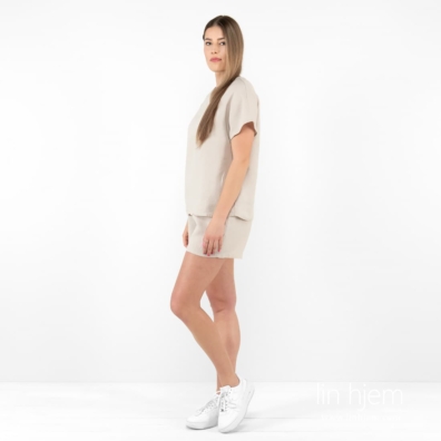 DARREN beige linshorts til kvinner
