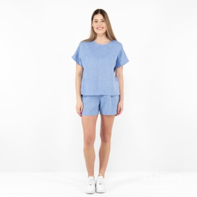 DARREN blå linshorts og bluse
