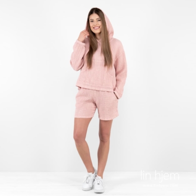 ALFI rosa lin-bomull shorts i vaffel mønster