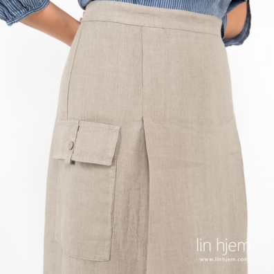 ZANZIBAR beige linskjørt med cargo-lomme