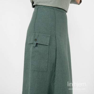 ZANZIBAR grønt linskjørt med cargo-lomme