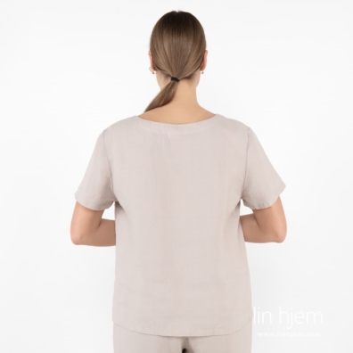 LILLY beige linbluse, baksiden