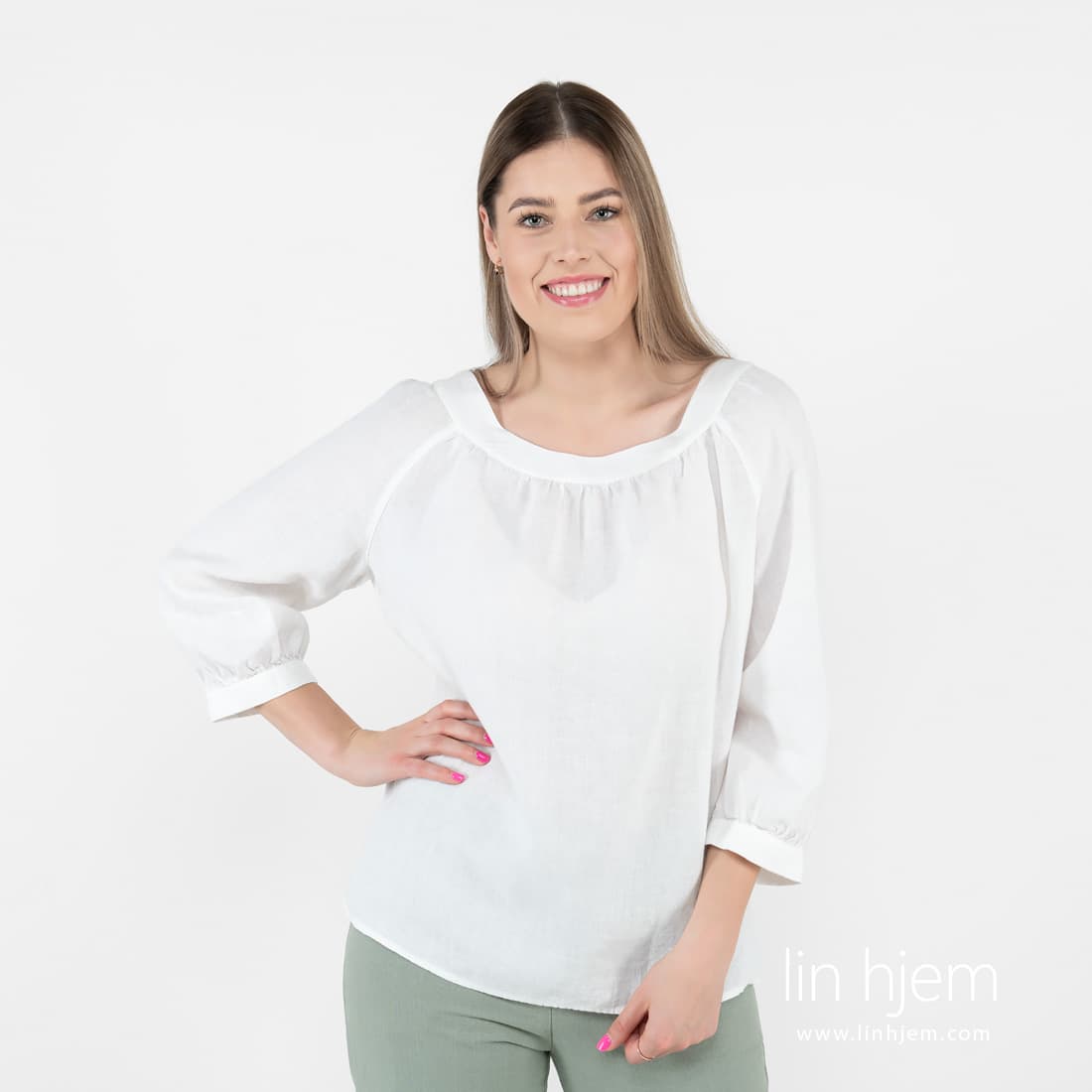 FREDA hvit linbluse