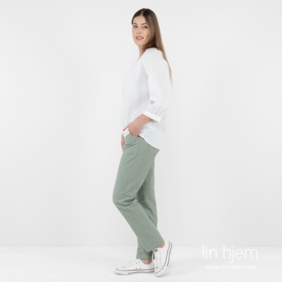 FREDA hvit linbluse med 3/4 raglan-ermer