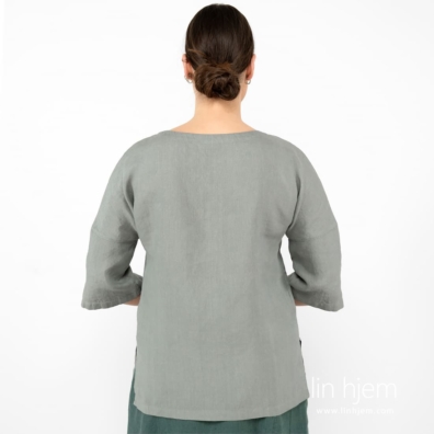 DAPHNE grønn linbluse, baksiden