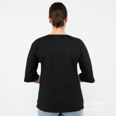 DAPHNE svart linbluse, baksiden