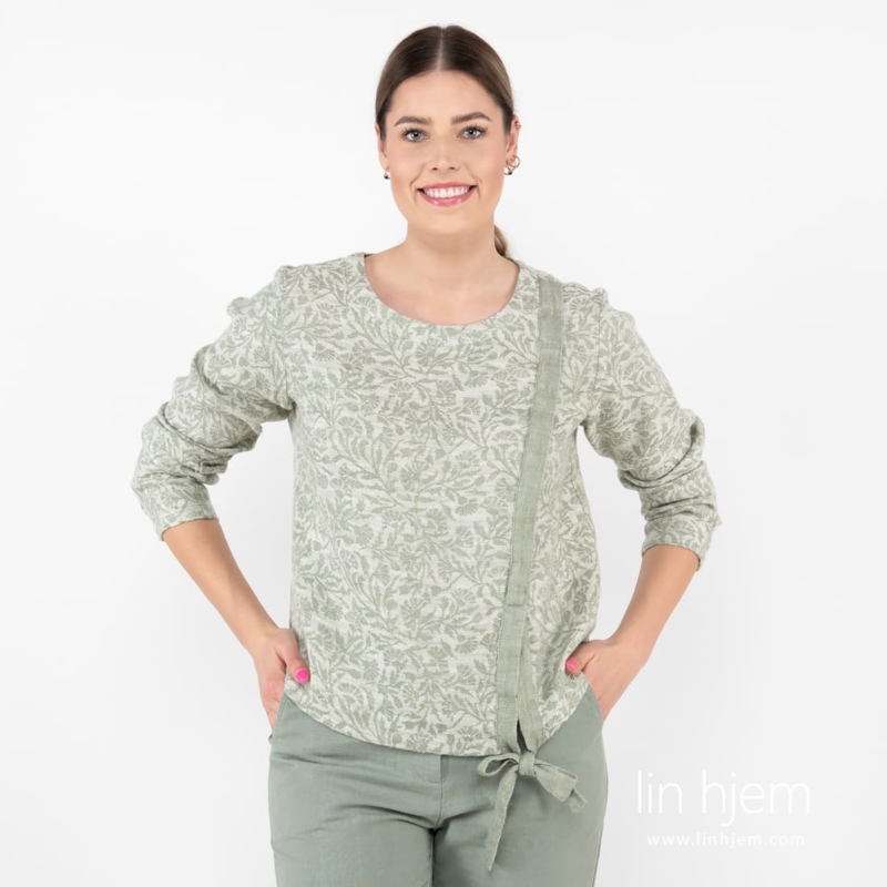 CYBIL gr&oslash;nnaktig halvlin bluse