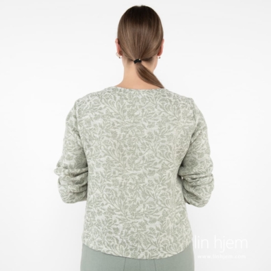 CYBIL grønnaktig halvlin bluse med lange ermer