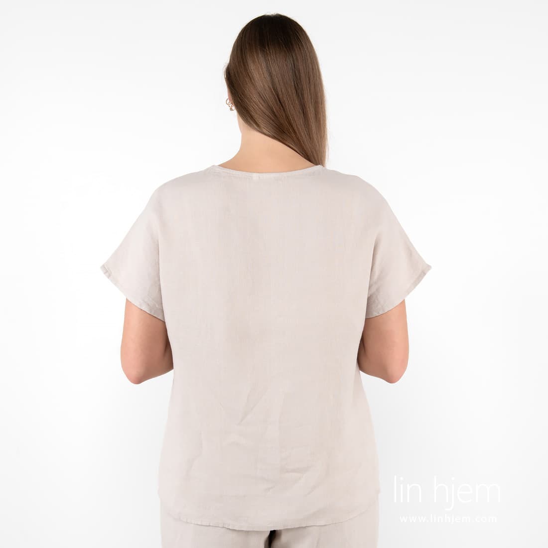 DARREN beige linbluse, baksiden