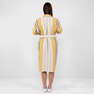 KORA beige halvlin morgenkåpe med striper, baksiden