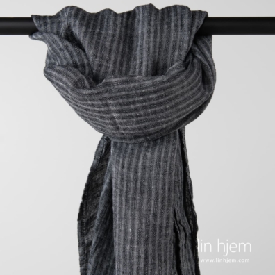 DANDI svart linsjal med vertikale striper