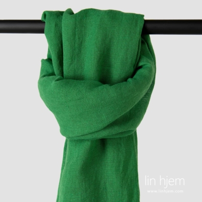 ZOLA grønt lin-bomull sjal med 2,5cm lange frynser på kortkantene