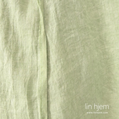 Linstoff hvit-grønn vasket