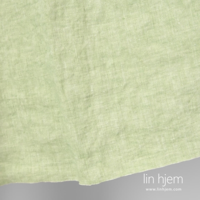 Linstoff hvit-grønn vasket, 145cm bredt