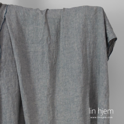 Linstoff beige-blått vasket