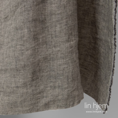 Linstoff beige-grafittgrå vasket, mykt, skånsomt