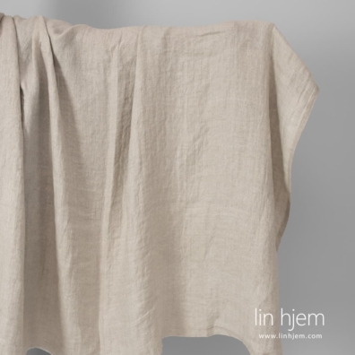 Linstoff mønstret hvit-naturlig vasket