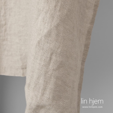 Linstoff mønstret hvit-naturlig vasket, 145cm bredt