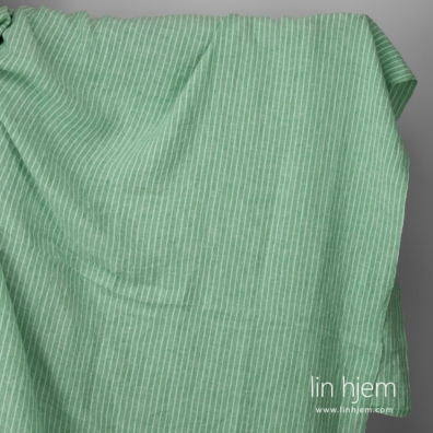 Linstoff grønn stripet bred vasket