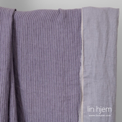 Linstoff med lilla striper tosidig vasket