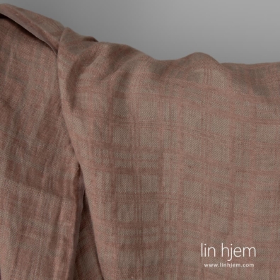 Linstoff brun-grå mønstret vasket, mykt, skånsomt