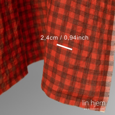 Linstoff rød-brun rutete vasket, mykt, skånsomt