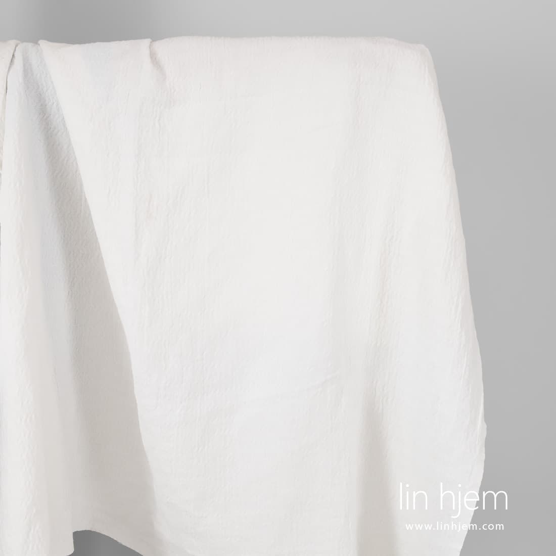 Lin-bomullsstoff knallhvitt mønstret vasket