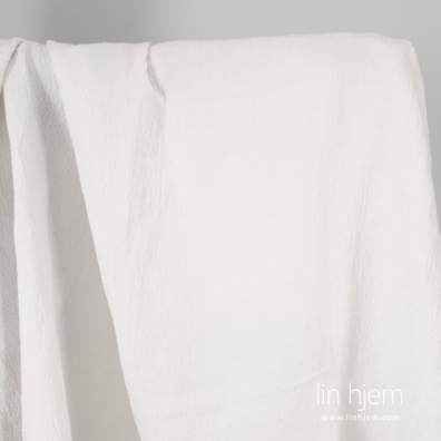 Lin-bomullsstoff knallhvitt mønstret vasket, 140cm bredt