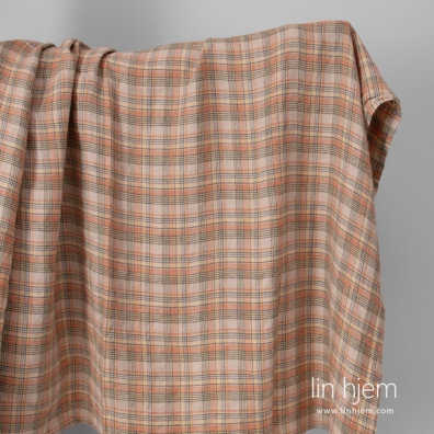 Linstoff brunlig rutete vasket