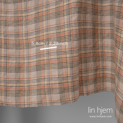 Linstoff brunlig rutete vasket egner seg til å sy klær og hjemmetekstiler