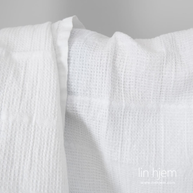 Lin-bomullsstoff knallhvitt vaffel vasket, 130cm bredt