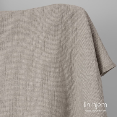 Lin-bomullsstoff beige-hvitt vaffel vasket, mykt, skånsomt