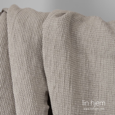 Lin-bomullsstoff beige-hvitt vaffel vasket, 170cm bredt