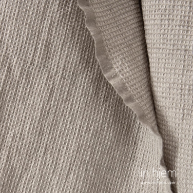 Lin-bomullsstoff beige-hvitt vaffel vasket egnet for å sy kapper og håndklær